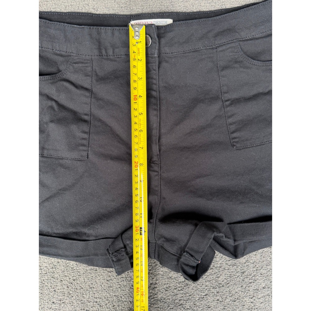 Papaya Denim Black Rolled Cuff Stretch Cotton Shorts Womens Size 18 Plus Size - Picture 5 of 9